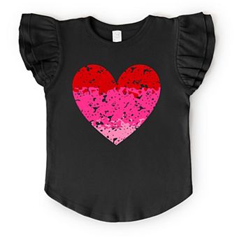 Heart Ombre - Flutter Sleeve Graphic T-Shirt