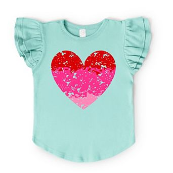 Heart Ombre - Flutter Sleeve Graphic T-Shirt
