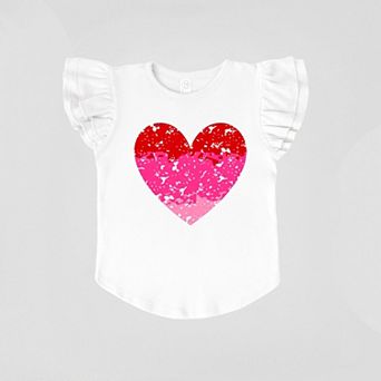 Heart Ombre - Flutter Sleeve Graphic T-Shirt
