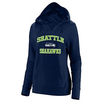 Women's Fanatics College Navy Seattle Seahawks Plus Size Heart & Soul V-Neck Hoodie