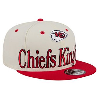 Men's New Era Cream Kansas City Chiefs Oversized Slogan 9FIFTY Snapback Hat