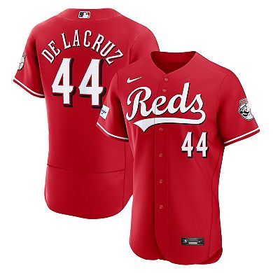 Men's Nike Elly De La Cruz Red Cincinnati Reds Alternate Authentic Sponsor Patch Jersey