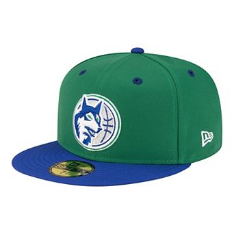 Men's New Era Green/Blue Minnesota Timberwolves 80s Throwback 59FIFTY Fitted Hat