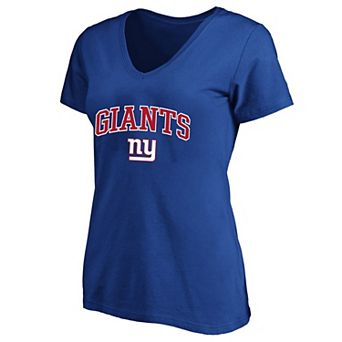 Women's Fanatics Royal New York Giants Plus Size Arch Over Logo V-Neck T-Shirt