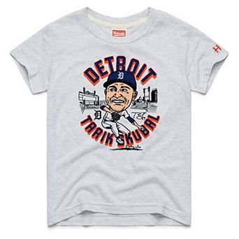 Youth Homage Tarik Skubal Ash Detroit Tigers Caricature Tri-Blend T-Shirt