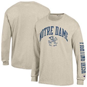 Men's Champion Heather Oatmeal Notre Dame Fighting Irish Neutral Arch Long-Sleeve T-Shirt