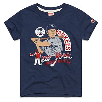 Youth Homage Mickey Mantle Navy New York Yankees Cooperstown Collection Player Graphic Tri-Blend T-Shirt