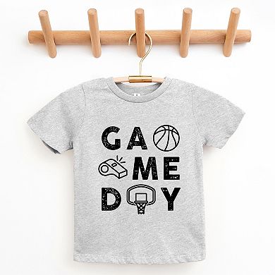 Basketball Game Day Block Distressed - Youth Short Sleeve Graphic T-Shirt