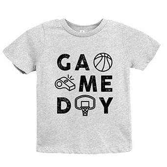 Basketball Game Day Block Distressed - Youth Short Sleeve Graphic T-Shirt