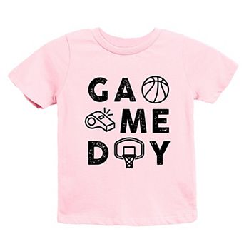 Basketball Game Day Block Distressed - Youth Short Sleeve Graphic T-Shirt