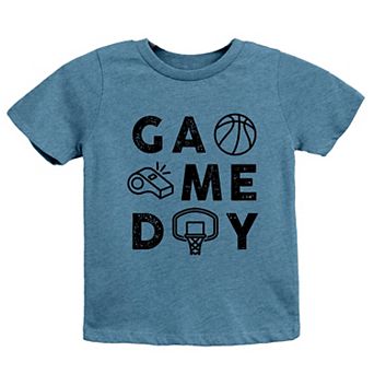 Basketball Game Day Block Distressed - Youth Short Sleeve Graphic T-Shirt