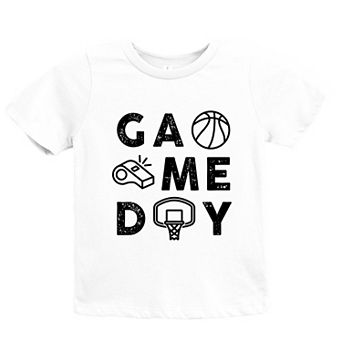 Basketball Game Day Block Distressed - Youth Short Sleeve Graphic T-Shirt