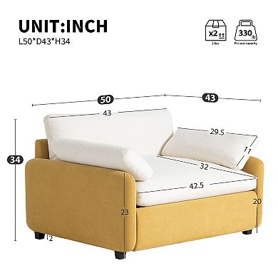 Merax Oversized Chenille Single Sofa Chair, Modern Upholstered Comfy Armchair