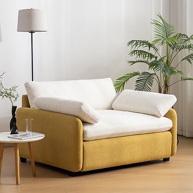 Merax Oversized Chenille Single Sofa Chair, Modern Upholstered Comfy Armchair