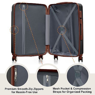 Merax Premium ABS Luggage Set 3-Piece with TSA Lock, 20/24/28 Inch
