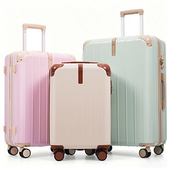 Merax Premium ABS Luggage Set 3 pc with TSA Lock, 20/24/28 Inch 360° Spinner Wheels