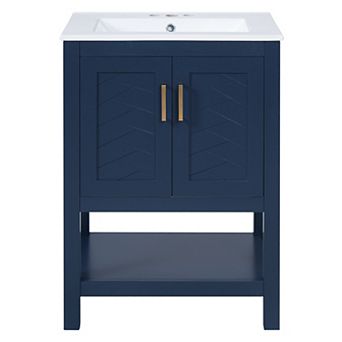 Merax 24" Modern Bathroom Vanity with Soft-Close Hinges, Twill Design & Open Back Structure