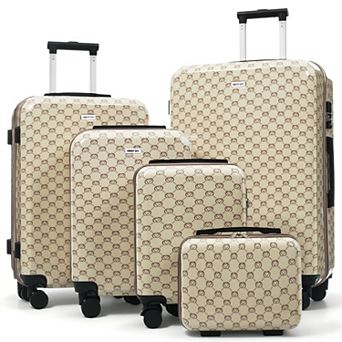 Merax 5 pc Hardside Luggage Set with TSA Lock, ABS Spinner Suitcases & 360° Quiet Rolling Wheels