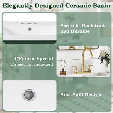 Merax 24" Modern Bathroom Vanity with Soft-Close Tip-Out Drawer, French Elegance Ball-Turned Legs