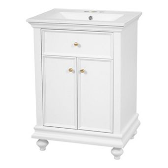 Merax 24" Modern Bathroom Vanity with Soft-Close Tip-Out Drawer, French Elegance Ball-Turned Legs