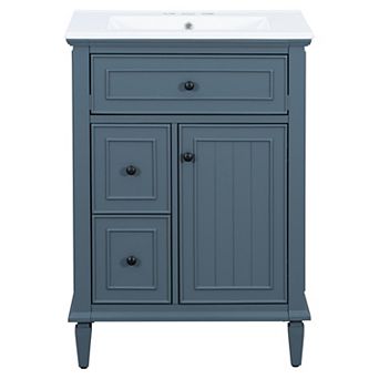 Merax 24" Bathroom Vanity with Sink Flip Drawer, 2 Drawers & Adjustable Shelf