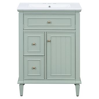 Merax 24" Bathroom Vanity with Sink Flip Drawer, 2 Drawers & Adjustable Shelf