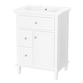 Merax 24" Bathroom Vanity with Sink Flip Drawer, 2 Drawers & Adjustable Shelf
