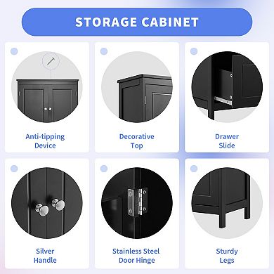 Merax Bathroom Storage Cabinet with 2 Doors, Drawers & Adjustable Shelf