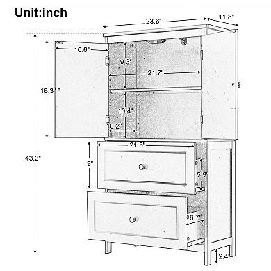 Merax Bathroom Storage Cabinet with 2 Doors, Drawers & Adjustable Shelf