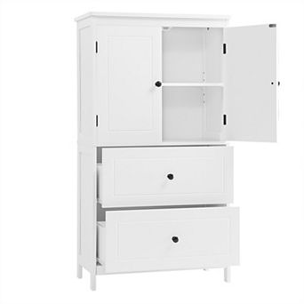 Merax Bathroom Storage Cabinet with 2 Doors, Drawers & Adjustable Shelf