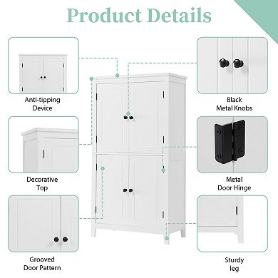 Merax Elegant Freestanding Bathroom Storage Cabinet - 4 Doors with Adjustable Shelves