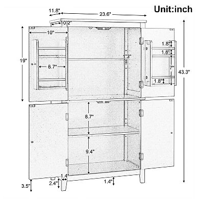 Merax Elegant Freestanding Bathroom Storage Cabinet - 4 Doors with Adjustable Shelves
