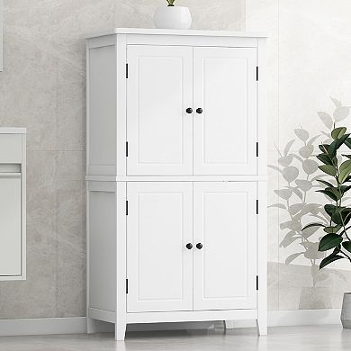 Merax Elegant Freestanding Bathroom Storage Cabinet - 4 Doors with Adjustable Shelves