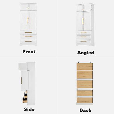 Merax 78.2" Farmhouse Pantry Cabinet with 8 Doors, 3 Adjustable Shelves & 3 Drawers