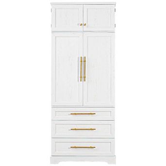 Merax 78.2" Farmhouse Pantry Cabinet with 8 Doors, 3 Adjustable Shelves & 3 Drawers