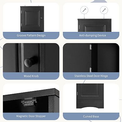 Merax Tall Corner Bathroom Storage Cabinet Two Doors, Adjustable Shelves & Open Shelf