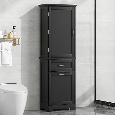 Merax Tall Freestanding Bathroom Storage Cabinet with 2 Drawers & Adjustable Shelf