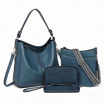ZUQIETA 3 pc Women's Leather Purse Set Crossbody Shoulder Bags & Wallet with Adjustable Straps