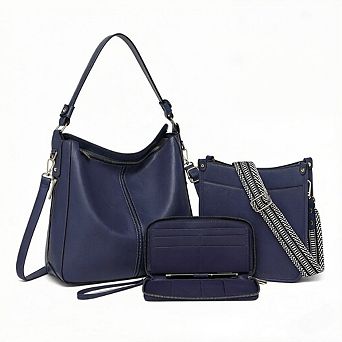 ZUQIETA 3 pc Women's Leather Purse Set Crossbody Shoulder Bags & Wallet with Adjustable Straps