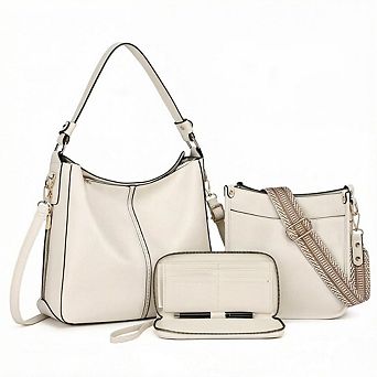 ZUQIETA 3 pc Women's Leather Purse Set Crossbody Shoulder Bags & Wallet with Adjustable Straps