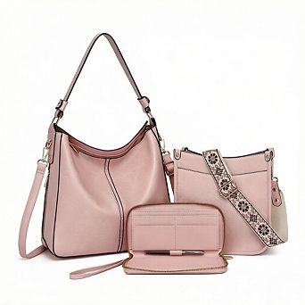 ZUQIETA 3 pc Women's Leather Purse Set Crossbody Shoulder Bags & Wallet with Adjustable Straps