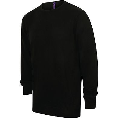 Henbury Mens Crew Neck 12 Gauge Fine Knit Jumper / Sweatshirt