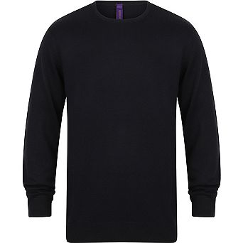 Henbury Mens Crew Neck 12 Gauge Fine Knit Jumper / Sweatshirt