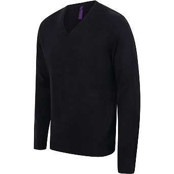 Henbury Mens 12 Gauge Fine Knit V-Neck Jumper / Sweatshirt