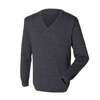 Henbury Mens 12 Gauge Fine Knit V-Neck Jumper / Sweatshirt