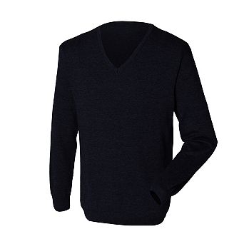 Henbury Mens 12 Gauge Fine Knit V-Neck Jumper / Sweatshirt