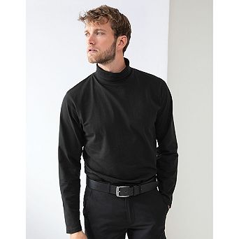 Henbury Mens Long Sleeve Cotton Rich Roll Neck Top / Sweatshirt