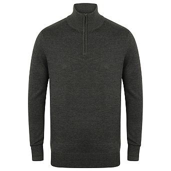 Henbury Mens 1/4 Zip Long Sleeve Jumper
