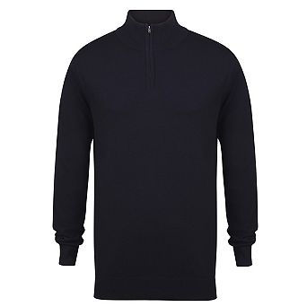 Henbury Mens 1/4 Zip Long Sleeve Jumper