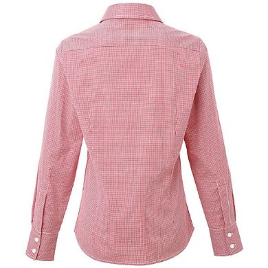 Premier Womens/Ladies Microcheck Long Sleeve Shirt